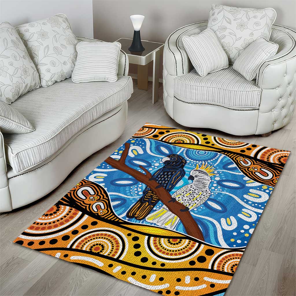 Australia Birds Aboriginal Art Area Rug