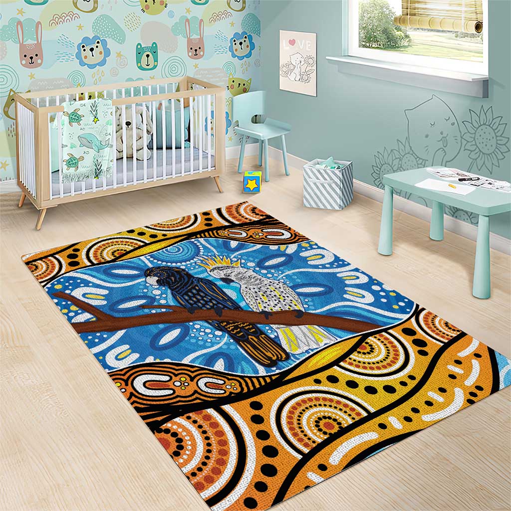Australia Birds Aboriginal Art Area Rug