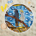 Australia Birds Aboriginal Art Beach Blanket