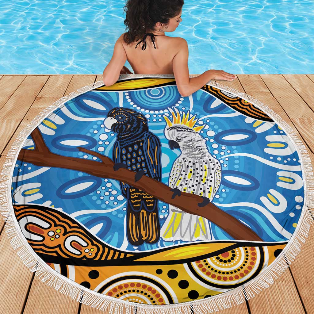 Australia Birds Aboriginal Art Beach Blanket