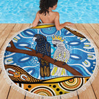 Australia Birds Aboriginal Art Beach Blanket