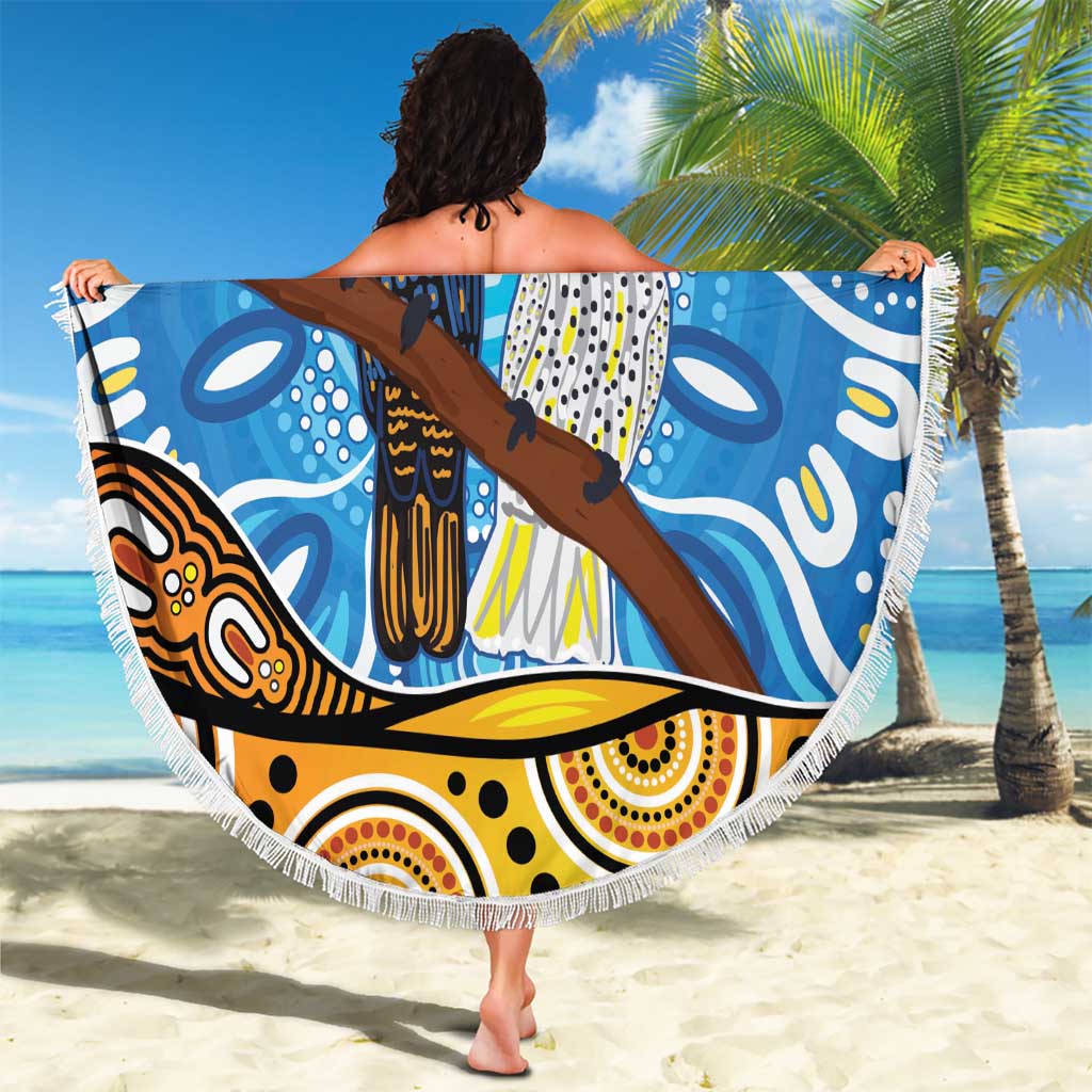 Australia Birds Aboriginal Art Beach Blanket