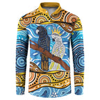 Australia Birds Aboriginal Art Button Sweatshirt