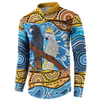 Australia Birds Aboriginal Art Button Sweatshirt