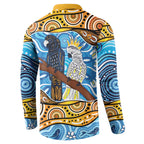Australia Birds Aboriginal Art Button Sweatshirt