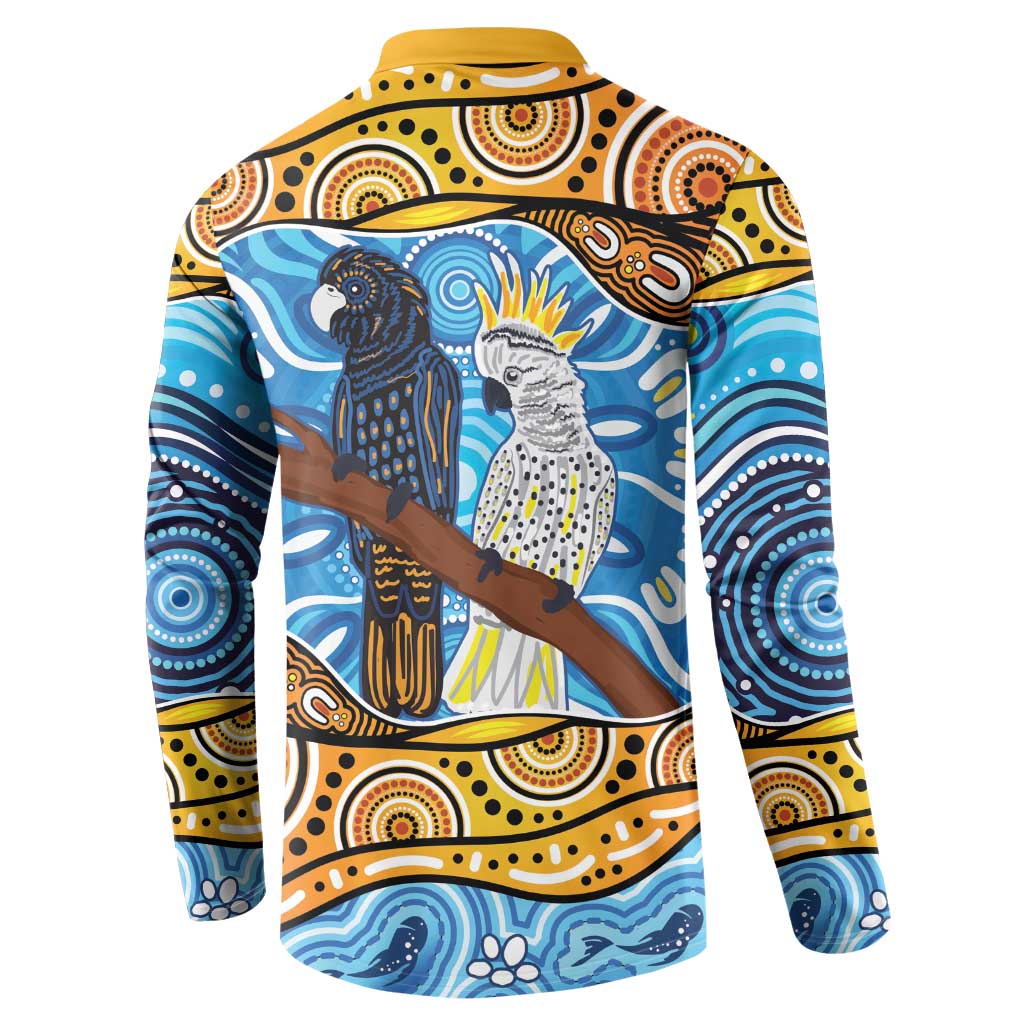Australia Birds Aboriginal Art Button Sweatshirt