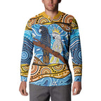 Australia Birds Aboriginal Art Button Sweatshirt