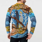 Australia Birds Aboriginal Art Button Sweatshirt