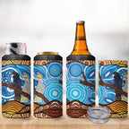 Australia Birds Aboriginal Art 4 in 1 Can Cooler Tumbler