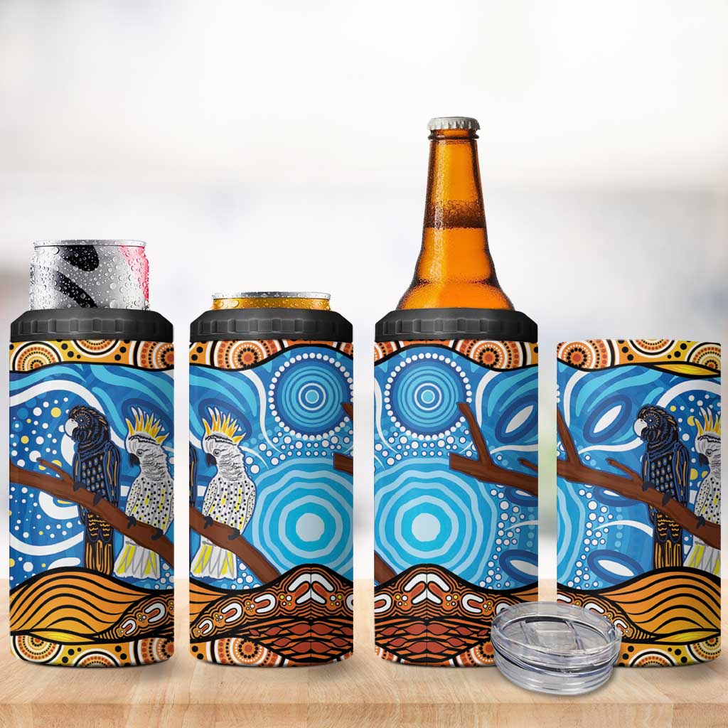 Australia Birds Aboriginal Art 4 in 1 Can Cooler Tumbler