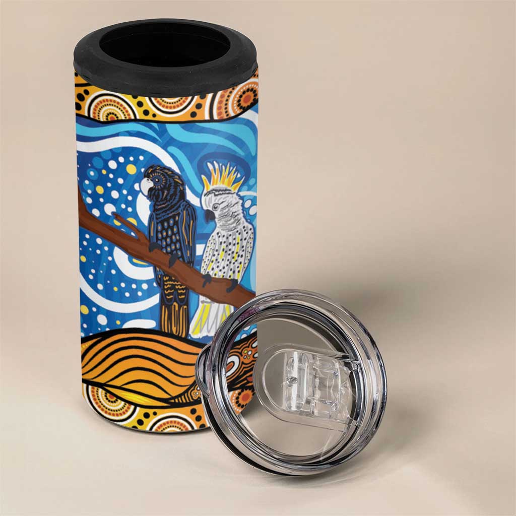 Australia Birds Aboriginal Art 4 in 1 Can Cooler Tumbler