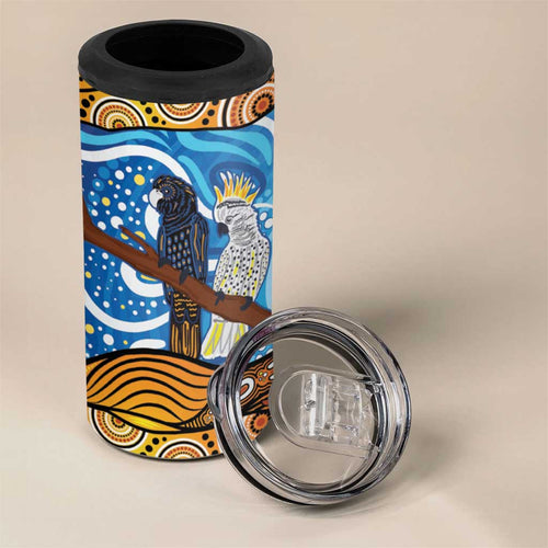 Australia Birds Aboriginal Art 4 in 1 Can Cooler Tumbler