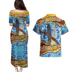 Australia Birds Aboriginal Art Couples Matching Puletasi and Hawaiian Shirt