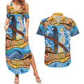 Australia Birds Aboriginal Art Couples Matching Summer Maxi Dress and Hawaiian Shirt