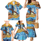 Australia Birds Aboriginal Art Family Matching Mermaid Dress and Hawaiian Shirt
