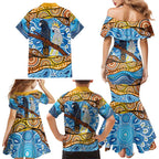 Australia Birds Aboriginal Art Family Matching Mermaid Dress and Hawaiian Shirt