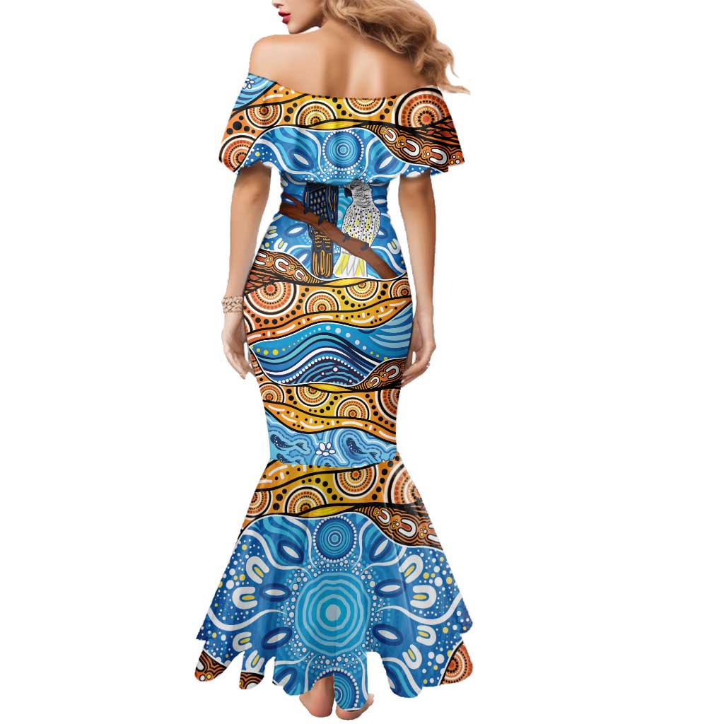 Australia Birds Aboriginal Art Family Matching Mermaid Dress and Hawaiian Shirt
