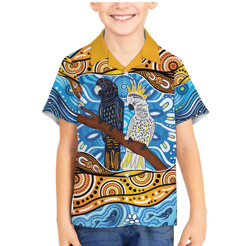 Australia Birds Aboriginal Art Family Matching Mermaid Dress and Hawaiian Shirt