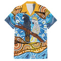 Australia Birds Aboriginal Art Family Matching Off Shoulder Short Dress and Hawaiian Shirt