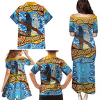 Australia Birds Aboriginal Art Family Matching Puletasi and Hawaiian Shirt