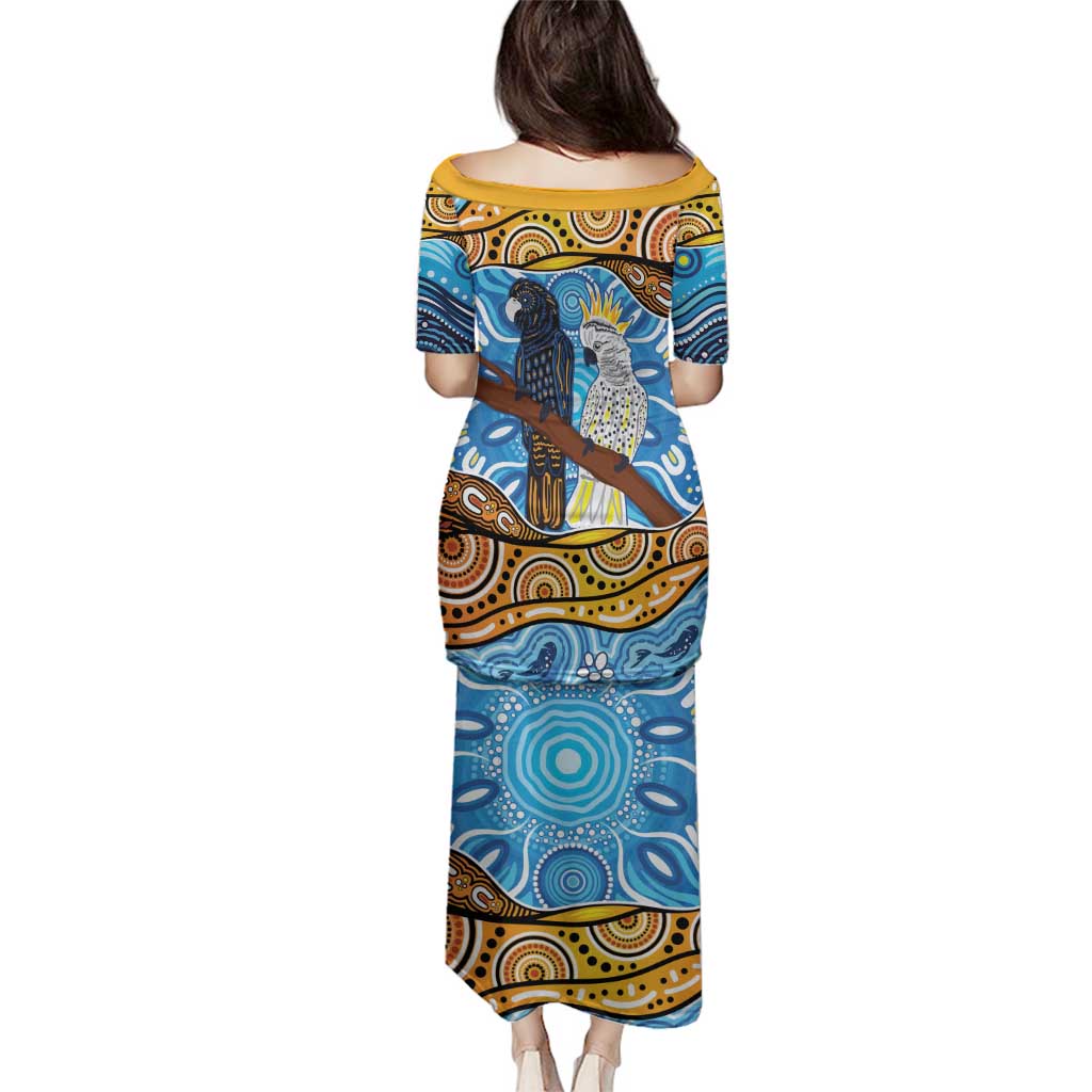 Australia Birds Aboriginal Art Family Matching Puletasi and Hawaiian Shirt