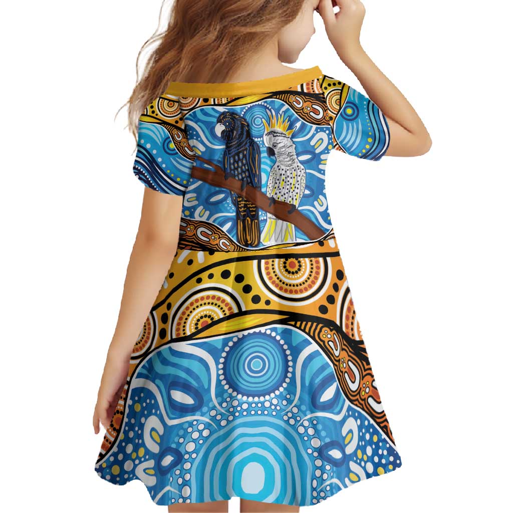 Australia Birds Aboriginal Art Family Matching Short Sleeve Bodycon Dress and Hawaiian Shirt