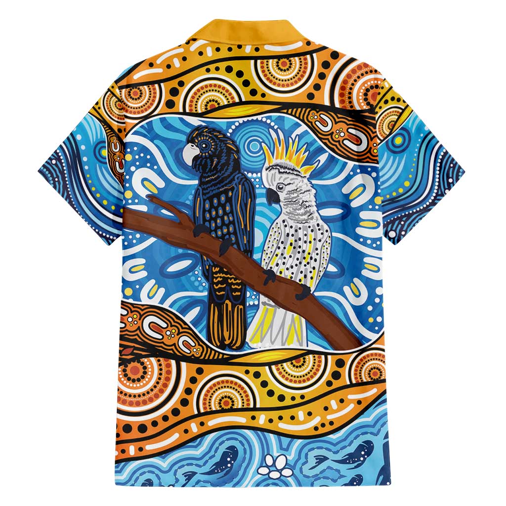 Australia Birds Aboriginal Art Family Matching Short Sleeve Bodycon Dress and Hawaiian Shirt