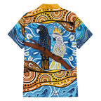 Australia Birds Aboriginal Art Family Matching Short Sleeve Bodycon Dress and Hawaiian Shirt