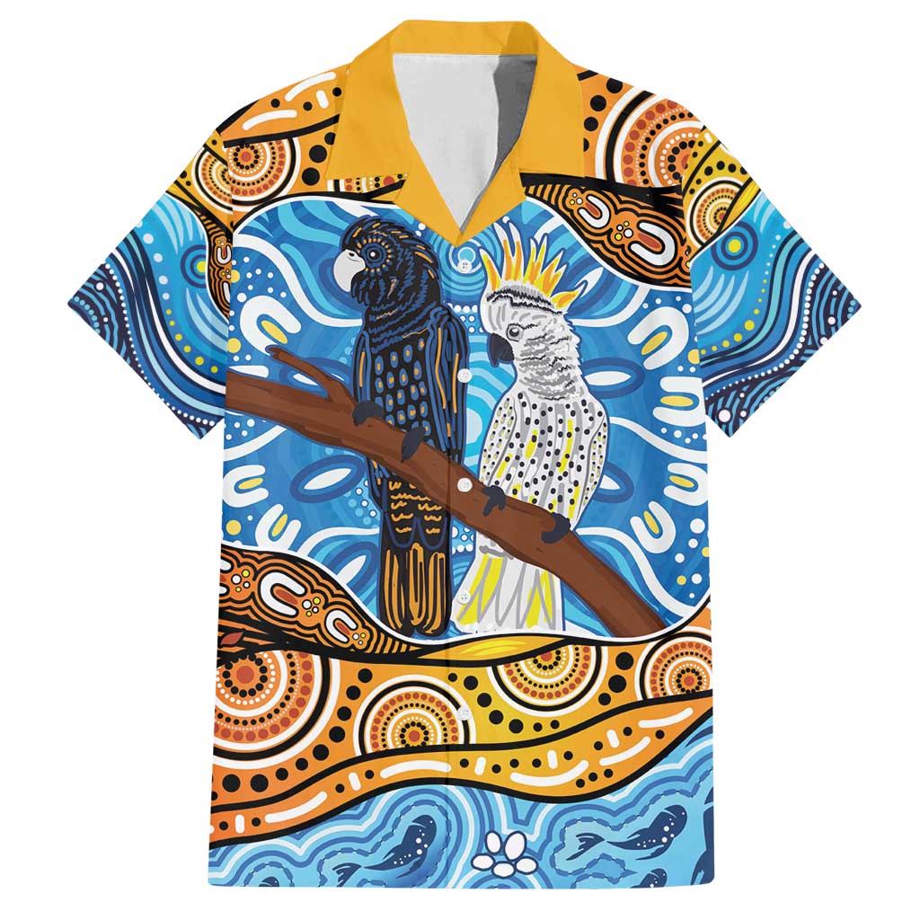 Australia Birds Aboriginal Art Family Matching Summer Maxi Dress and Hawaiian Shirt