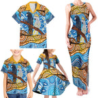 Australia Birds Aboriginal Art Family Matching Tank Maxi Dress and Hawaiian Shirt
