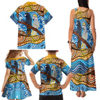 Australia Birds Aboriginal Art Family Matching Tank Maxi Dress and Hawaiian Shirt