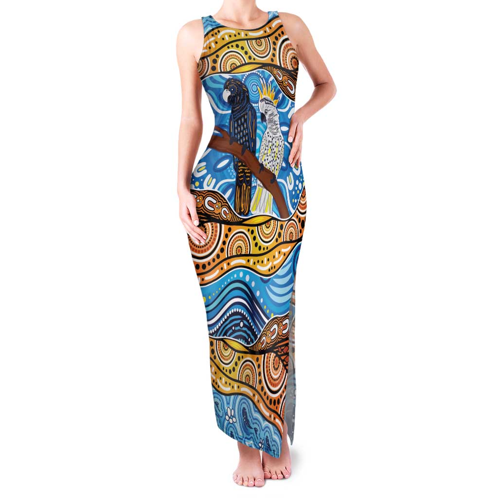 Australia Birds Aboriginal Art Family Matching Tank Maxi Dress and Hawaiian Shirt