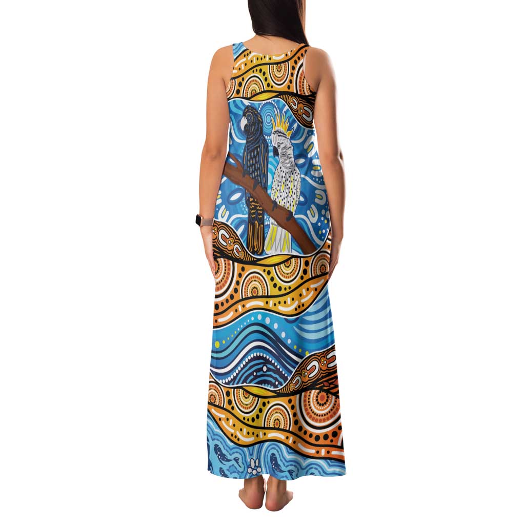 Australia Birds Aboriginal Art Family Matching Tank Maxi Dress and Hawaiian Shirt