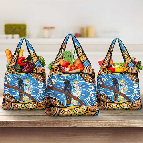 Australia Birds Aboriginal Art Grocery Bag