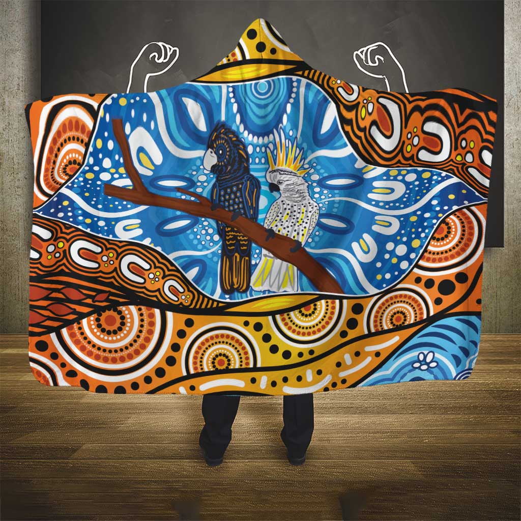 Australia Birds Aboriginal Art Hooded Blanket