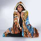 Australia Birds Aboriginal Art Hooded Blanket