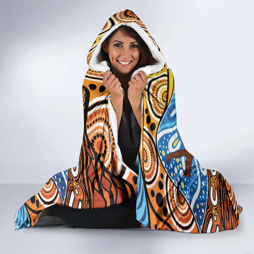 Australia Birds Aboriginal Art Hooded Blanket