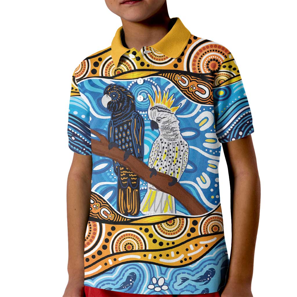 Australia Birds Aboriginal Art Kid Polo Shirt