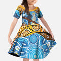 Australia Birds Aboriginal Art Kid Short Sleeve Dress