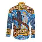Australia Birds Aboriginal Art Long Sleeve Button Shirt