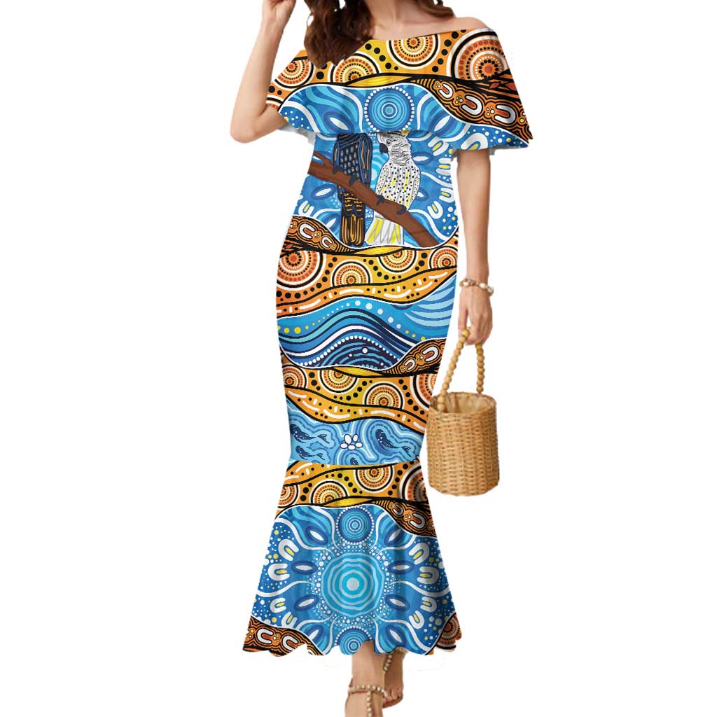 Australia Birds Aboriginal Art Mermaid Dress