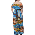 Australia Birds Aboriginal Art Off Shoulder Maxi Dress