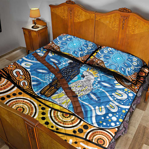 Australia Birds Aboriginal Art Quilt Bed Set