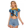 Australia Birds Aboriginal Art Raglan Cropped T Shirt