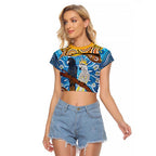 Australia Birds Aboriginal Art Raglan Cropped T Shirt