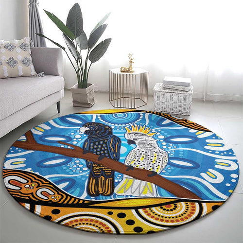 Australia Birds Aboriginal Art Round Carpet