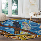 Australia Birds Aboriginal Art Round Carpet
