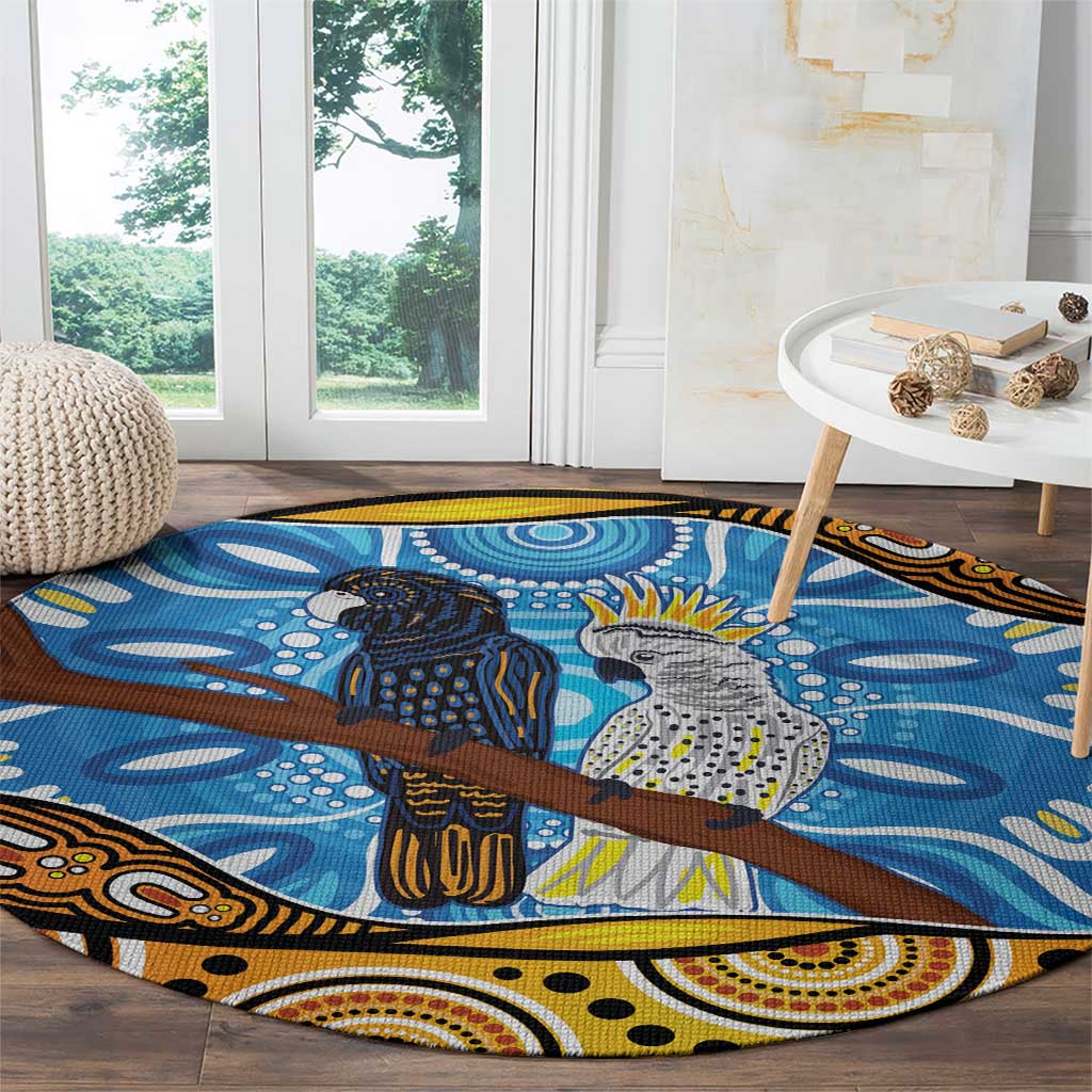 Australia Birds Aboriginal Art Round Carpet