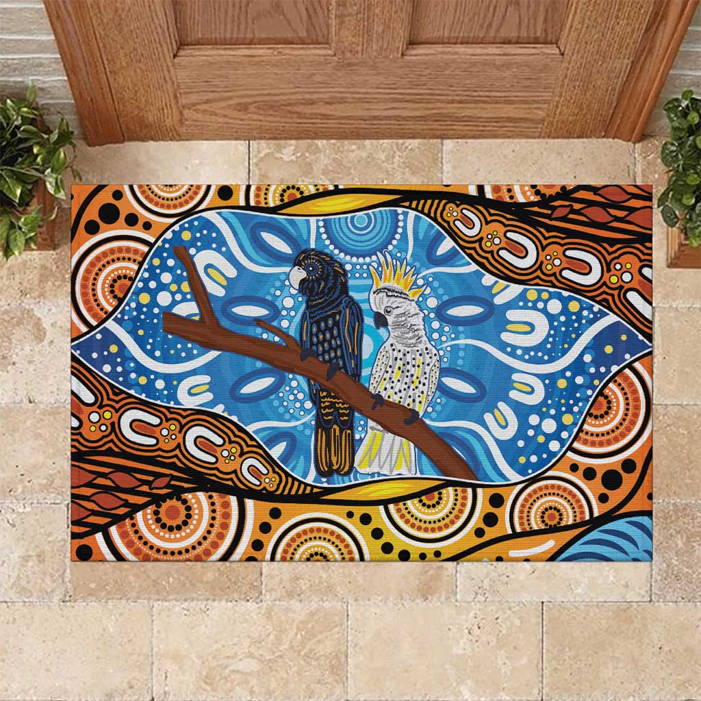 Australia Birds Aboriginal Art Rubber Doormat