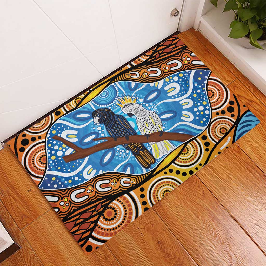Australia Birds Aboriginal Art Rubber Doormat